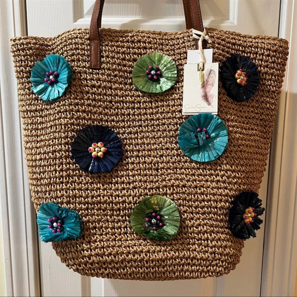 Jessica Simpson St. Pete Straw Tote - Toast Blue - Picture 2 of 12